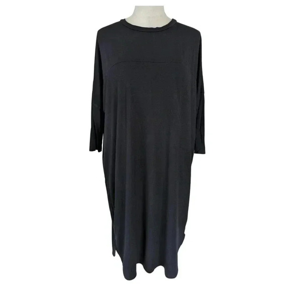ASOS Black Dolman Jersey Shift Dress Size 12 Tunic Stretch Knee Length - Picture 2 of 9